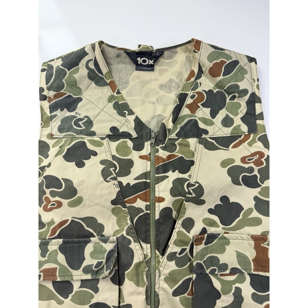 10X Camo Hunting Vest Mens Large 42-44 outdoor gear utility pockets Full Zip USA - Picture 8 of 10
